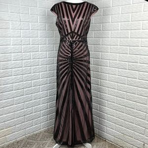 FUNDAISY Sequin Sheer Formal Gown Black Pink size Small